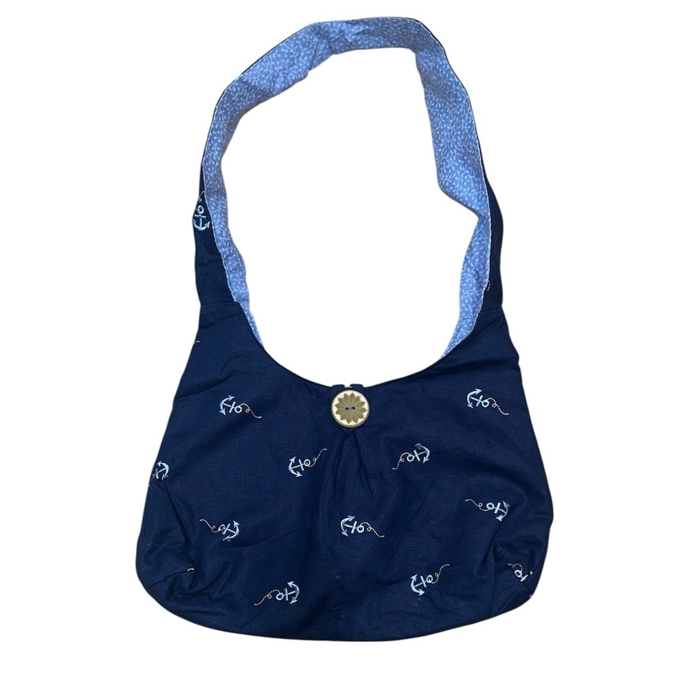 Handmade TT Totes Original Navy Linen Anchors Print Handbag